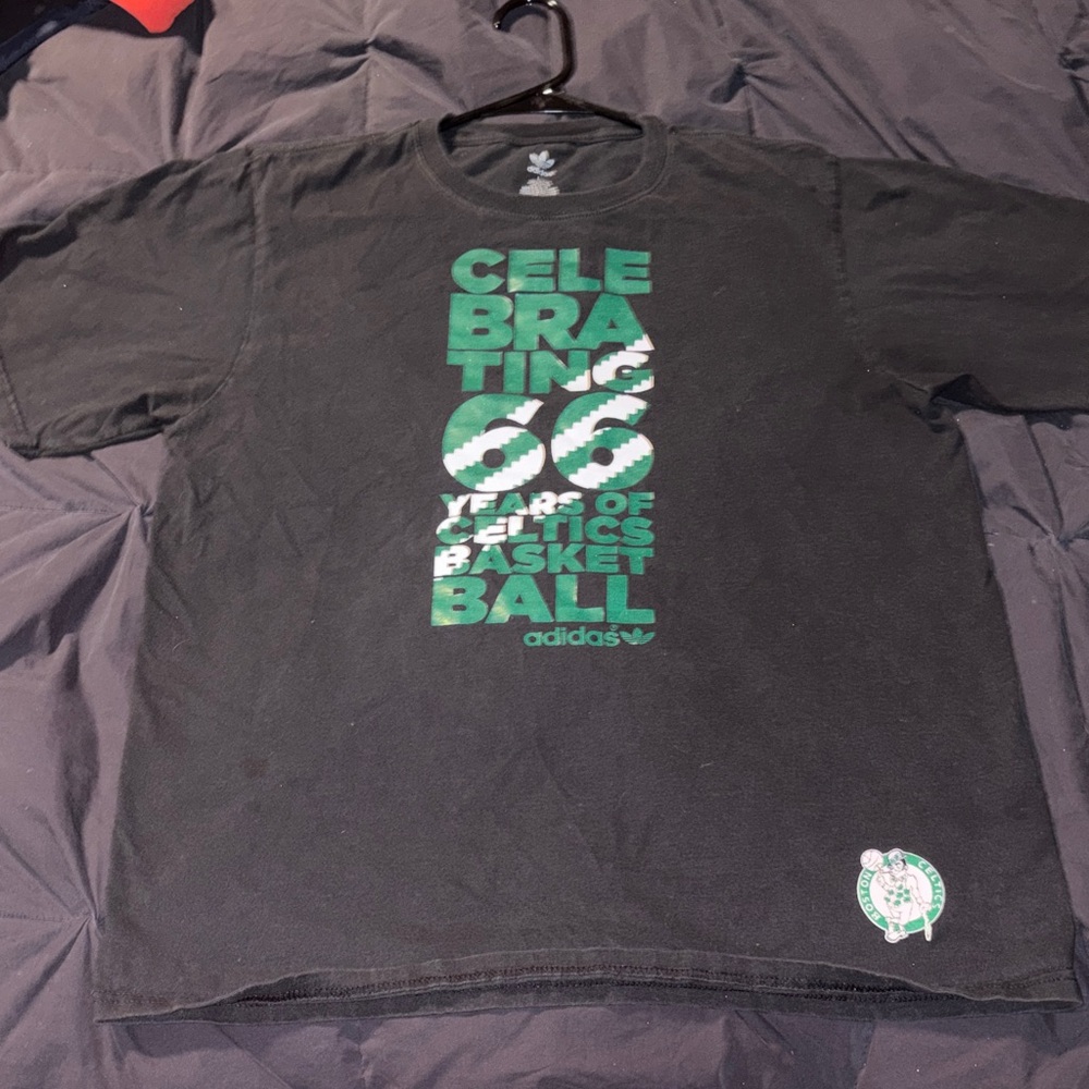 Adidas Black and Green Celtics Tee